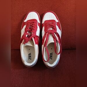 Zara Red and White Women's Sneakers